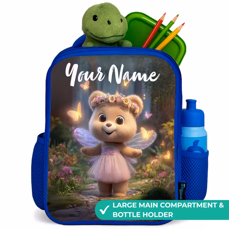 Kids backpack with name - Blue - Bear - Butterflies - Forest - Fairy — 5