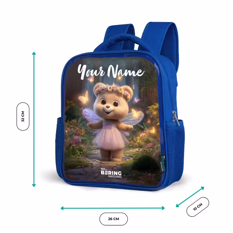 Kids backpack with name - Blue - Bear - Butterflies - Forest - Fairy — 6