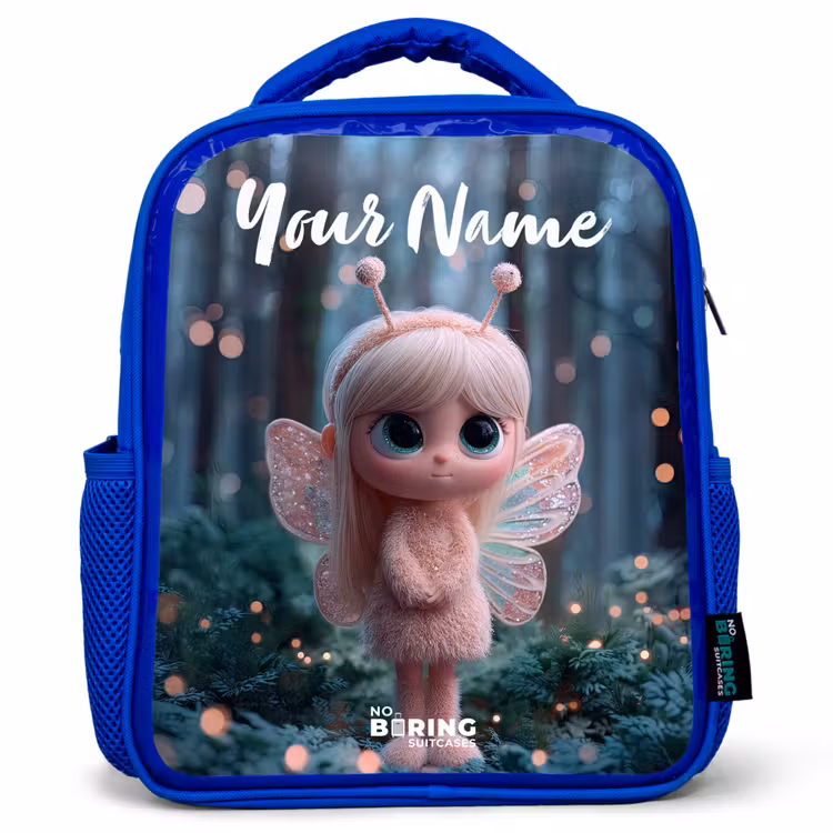 Kids backpack with name - Blue - Fairy - Forest - Glitters — 1