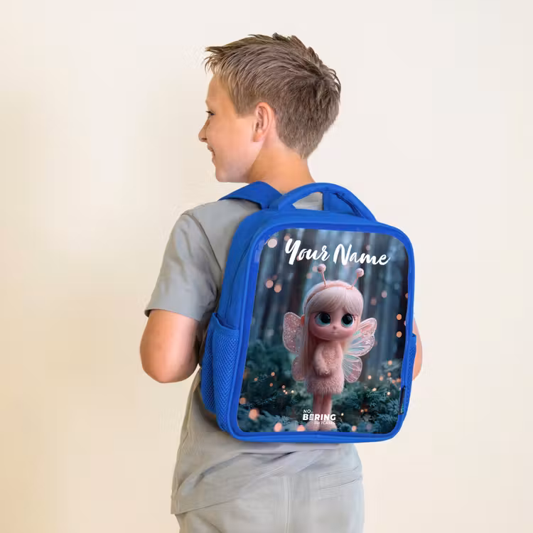 Kids backpack with name - Blue - Fairy - Forest - Glitters — 2