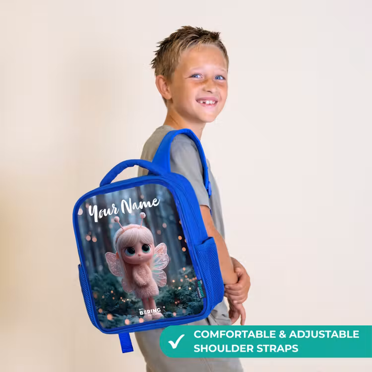 Kids backpack with name - Blue - Fairy - Forest - Glitters — 4