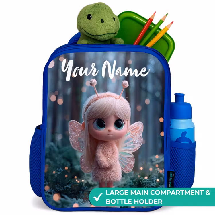 Kids backpack with name - Blue - Fairy - Forest - Glitters — 5
