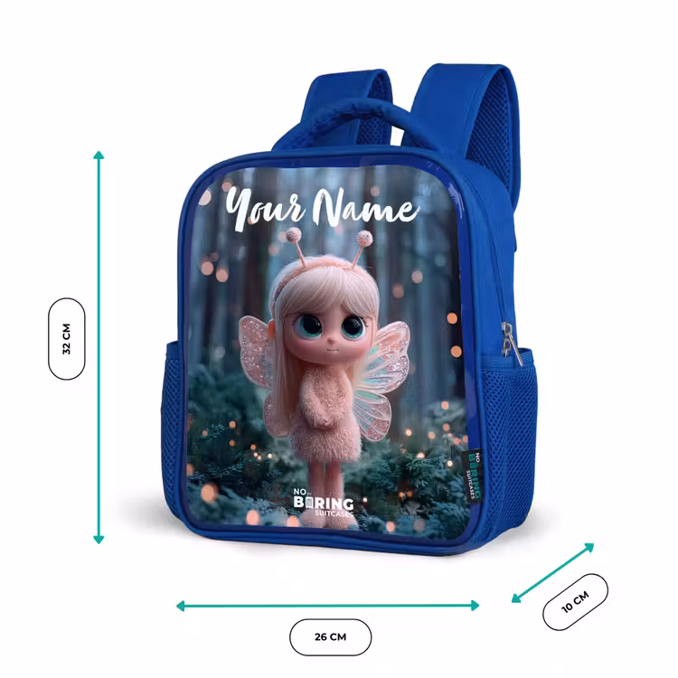 Kids backpack with name - Blue - Fairy - Forest - Glitters — 6
