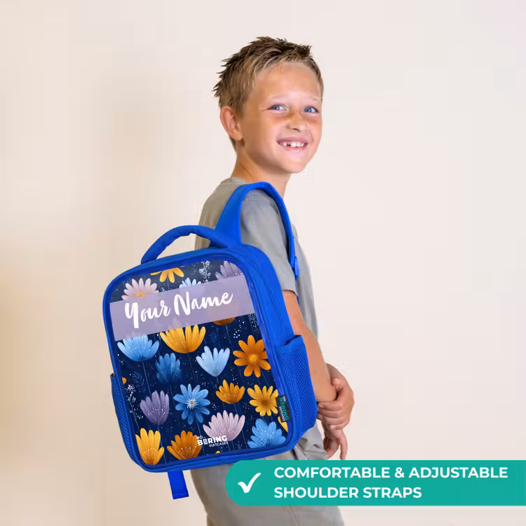Kids backpack - Blue - Flowers - Pattern - Blue — 4