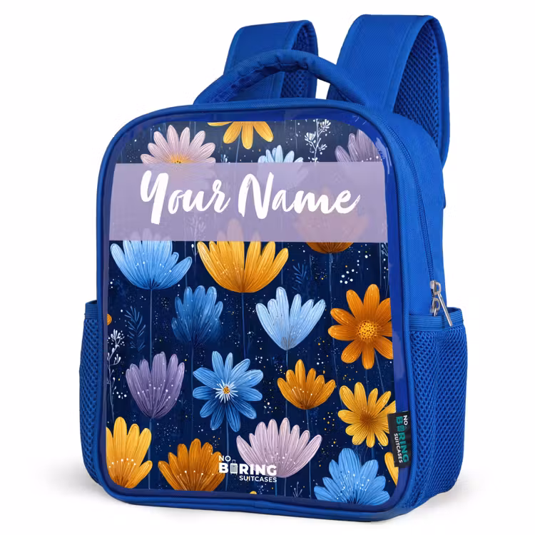Kids backpack - Blue - Flowers - Pattern - Blue — 7
