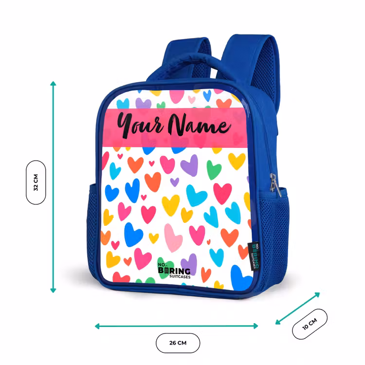Kids backpack - Blue - Hearts - Colorful - Pattern — 6