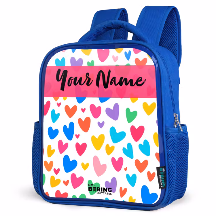 Kids backpack - Blue - Hearts - Colorful - Pattern — 7