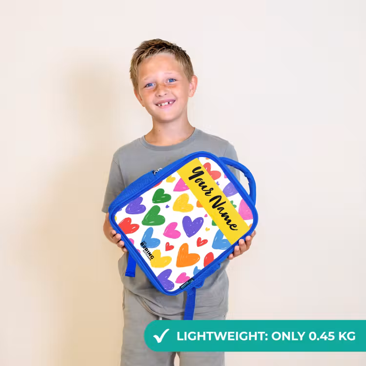 Kids backpack - Blue - Hearts - Pattern - Colorful — 3