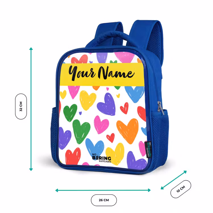 Kids backpack - Blue - Hearts - Pattern - Colorful — 6