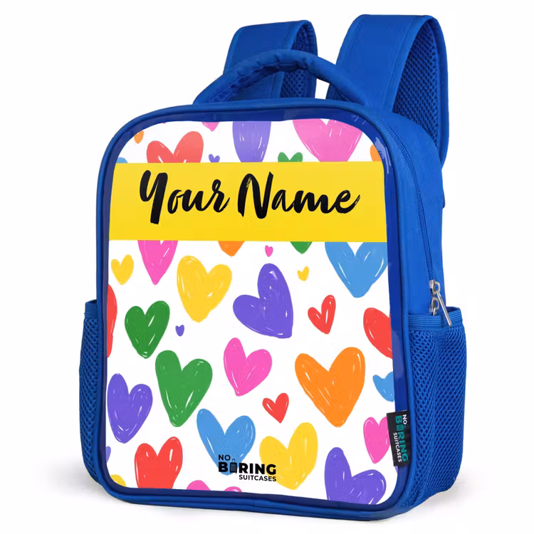 Kids backpack - Blue - Hearts - Pattern - Colorful — 7