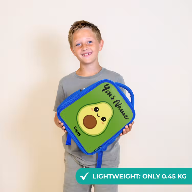 Kids backpack with name - Blue - Kawai - Avocado - Green — 3