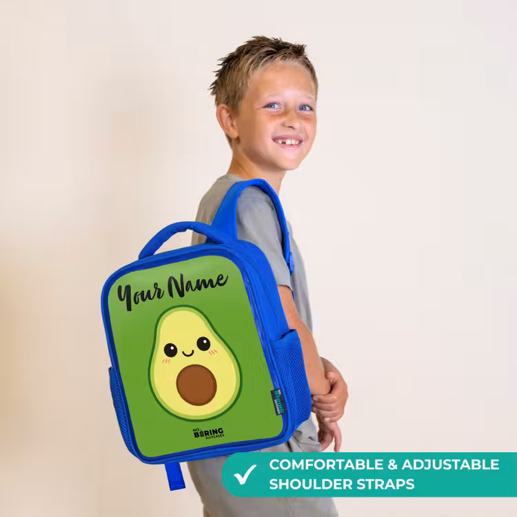 Kids backpack with name - Blue - Kawai - Avocado - Green — 4