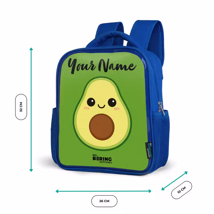 Kids backpack with name - Blue - Kawai - Avocado - Green — 6