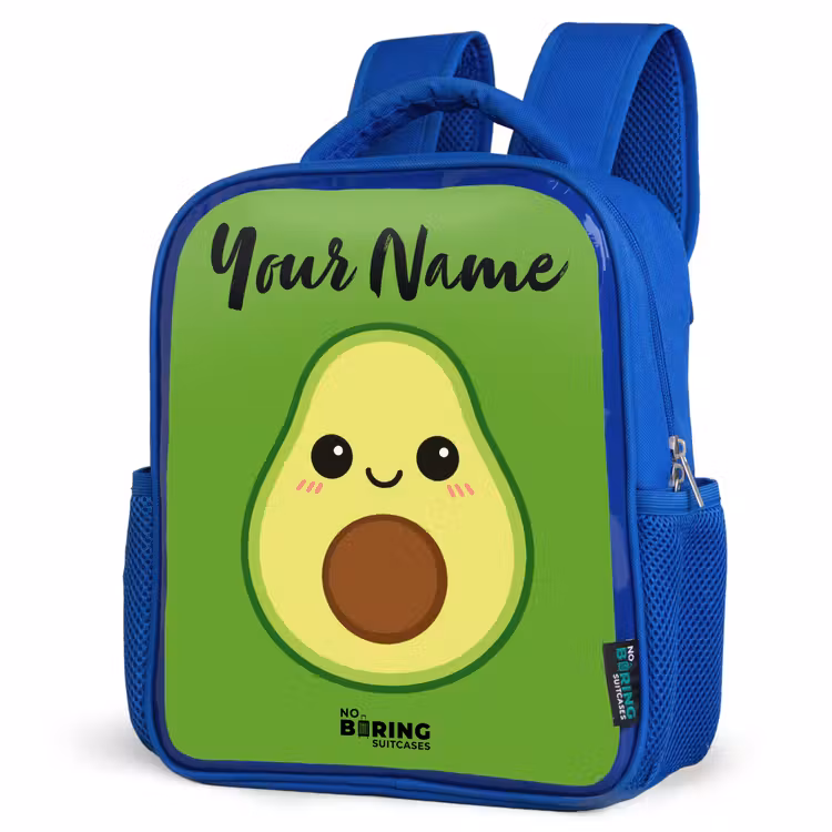 Kids backpack with name - Blue - Kawai - Avocado - Green — 7