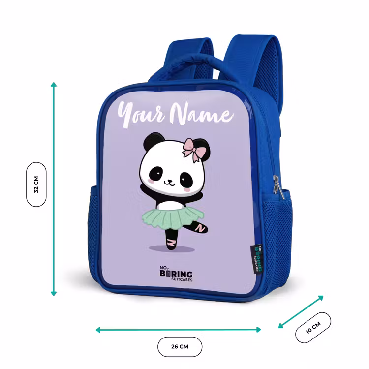 Kids backpack with name - Blue - Kawai - Ballet - Panda — 6