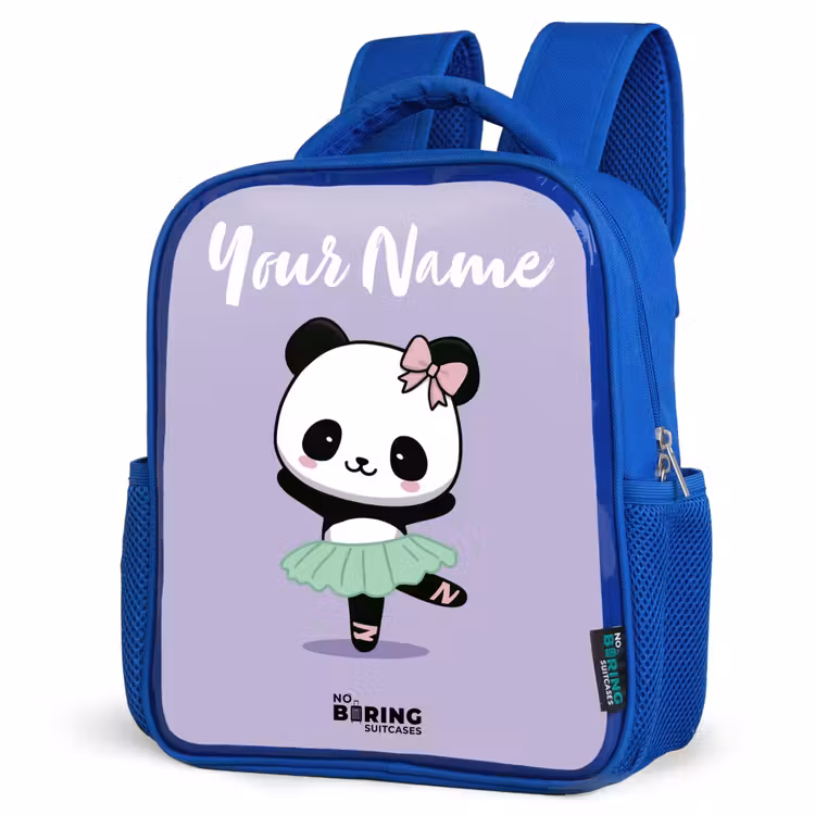 Kids backpack with name - Blue - Kawai - Ballet - Panda — 7