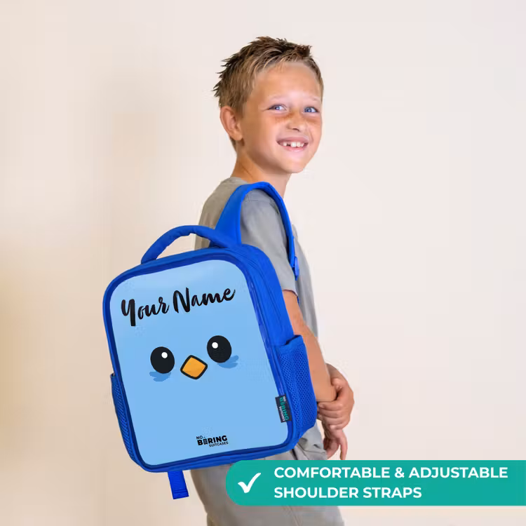 Kids backpack with name - Blue - Kawai - Bird - Blue — 4