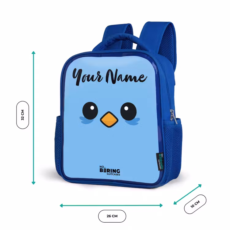 Kids backpack with name - Blue - Kawai - Bird - Blue — 6