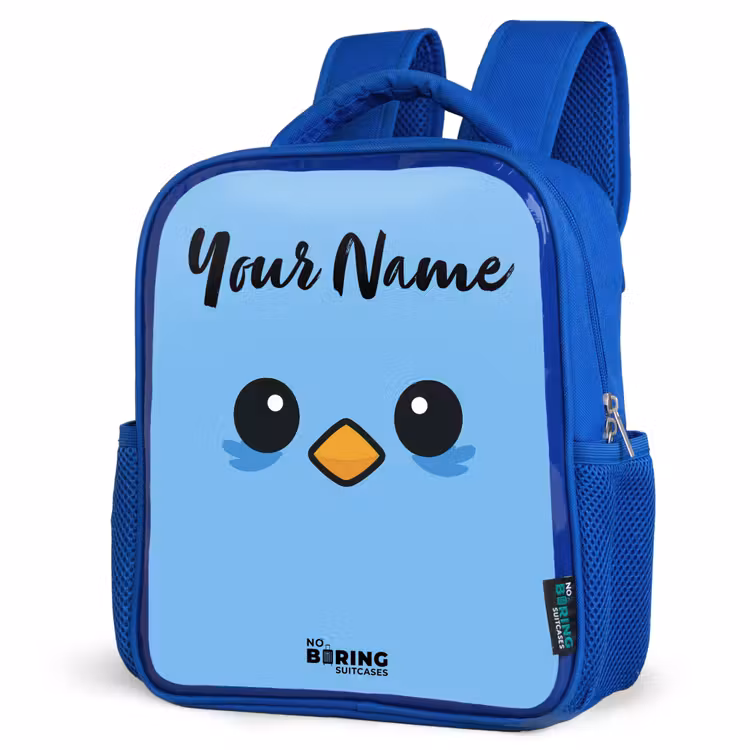 Kids backpack with name - Blue - Kawai - Bird - Blue — 7