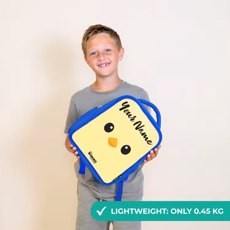 Kids backpack with name - Blue - Kawai - Chick - Yellow — 3