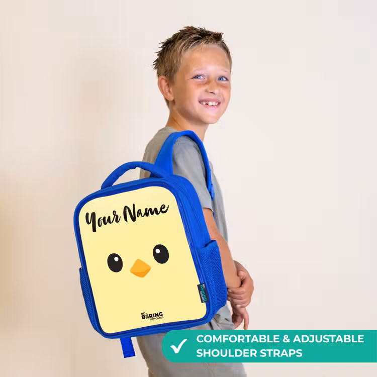 Kids backpack with name - Blue - Kawai - Chick - Yellow — 4