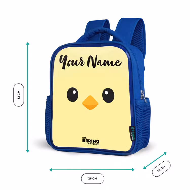 Kids backpack with name - Blue - Kawai - Chick - Yellow — 6