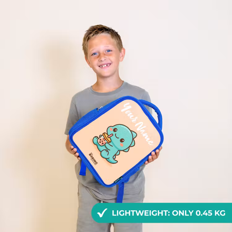 Kids backpack with name - Blue - Kawai - Dino - Bubbletea — 3