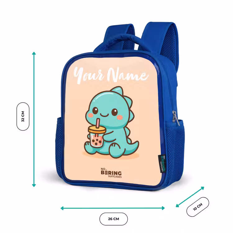 Kids backpack with name - Blue - Kawai - Dino - Bubbletea — 6