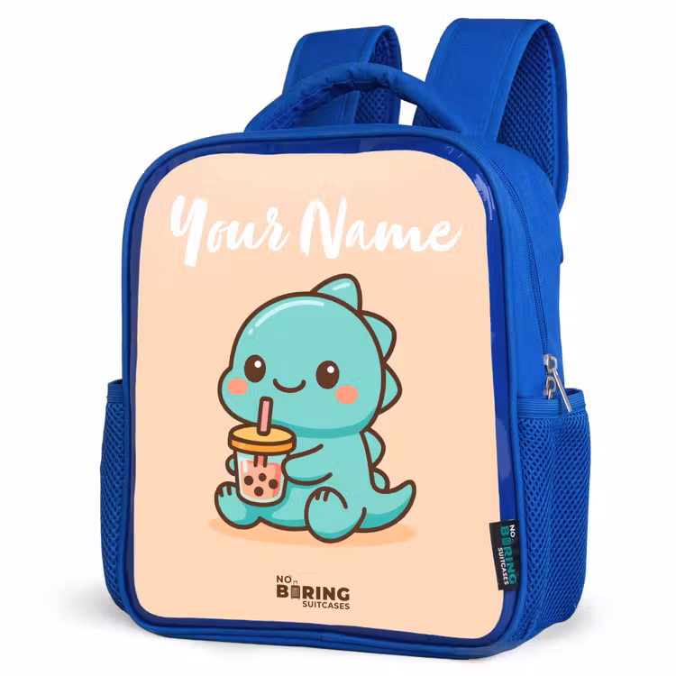 Kids backpack with name - Blue - Kawai - Dino - Bubbletea — 7