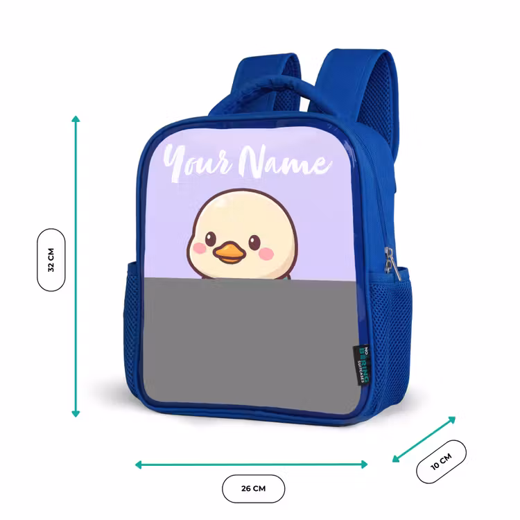 Kids backpack with name - Blue - Kawai - Duck - Scarf — 6