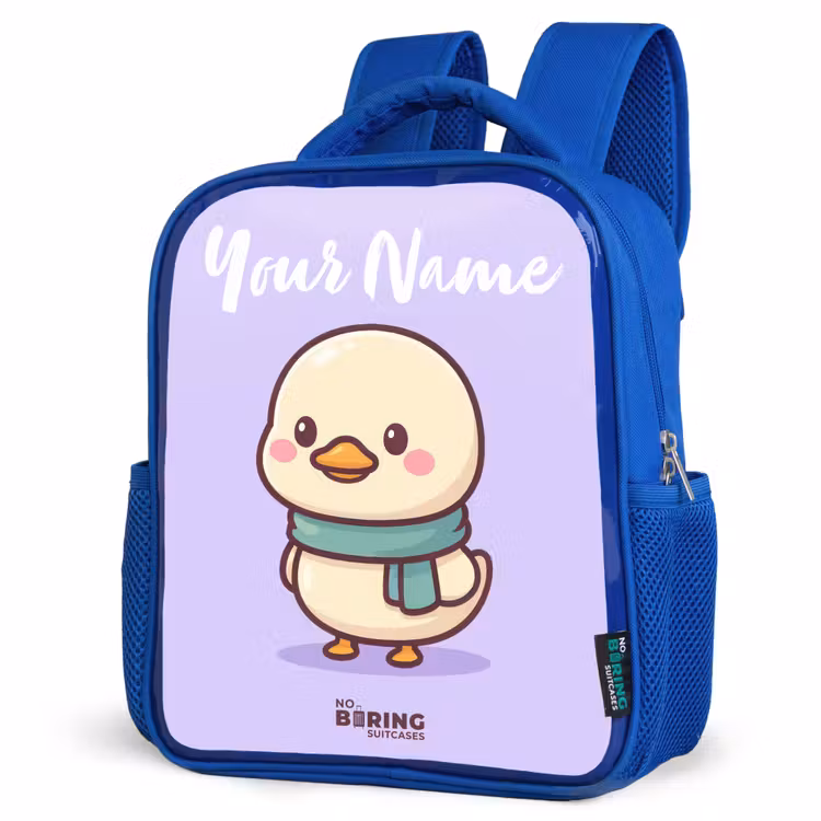 Kids backpack with name - Blue - Kawai - Duck - Scarf — 7