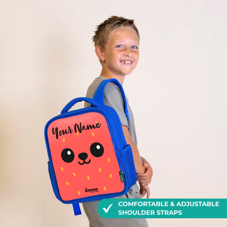 Kids backpack with name - Blue - Kawai - Strawberry - Red — 4