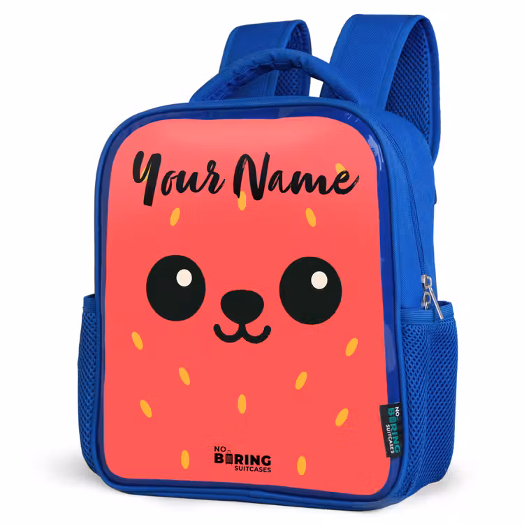 Kids backpack with name - Blue - Kawai - Strawberry - Red — 7