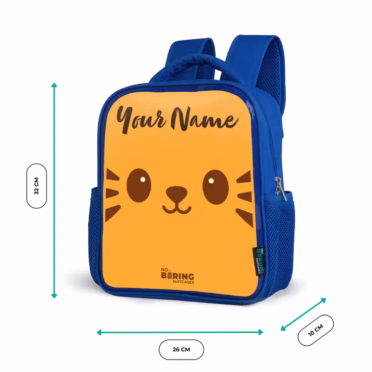 Kids backpack with name - Blue - Kawai - Tiger - Orange — 6