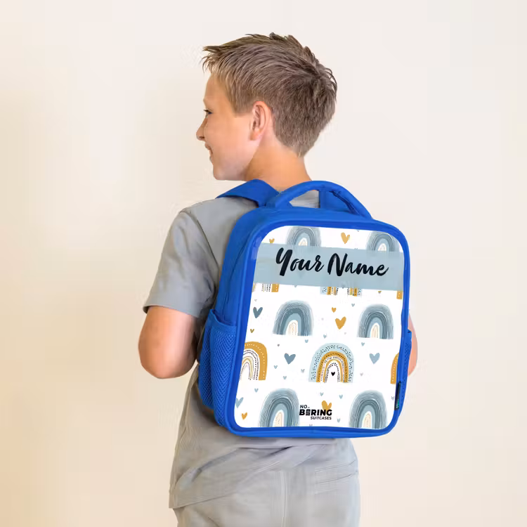 Kids backpack - Blue - Pattern - Rainbow - Hearts — 2