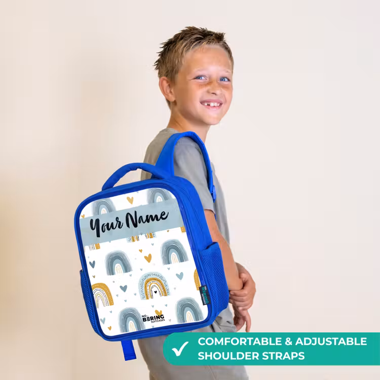 Kids backpack - Blue - Pattern - Rainbow - Hearts — 4