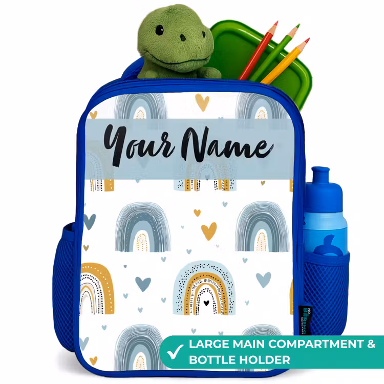 Kids backpack - Blue - Pattern - Rainbow - Hearts — 5