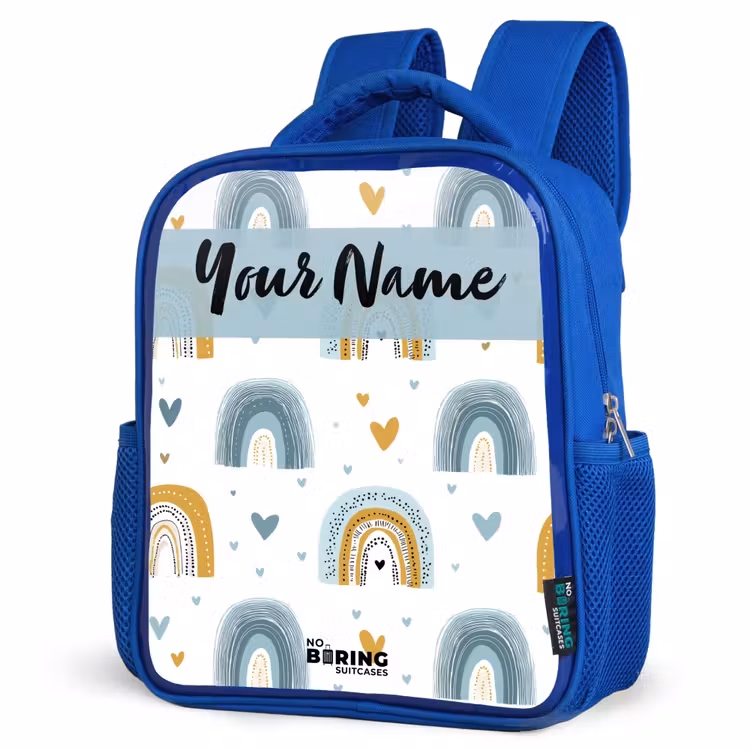 Kids backpack - Blue - Pattern - Rainbow - Hearts — 7