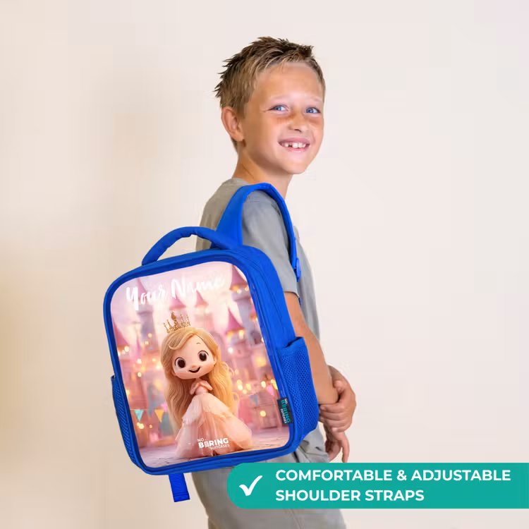 Kids backpack with name - Blue - Princess - Pink - Castle — 4