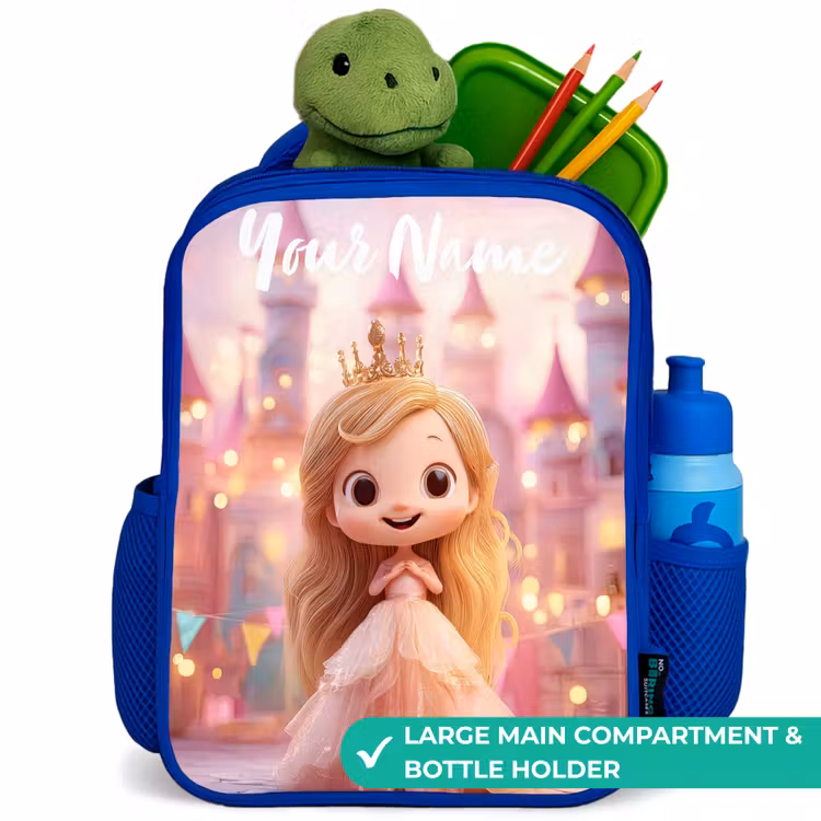 Kids backpack with name - Blue - Princess - Pink - Castle — 5