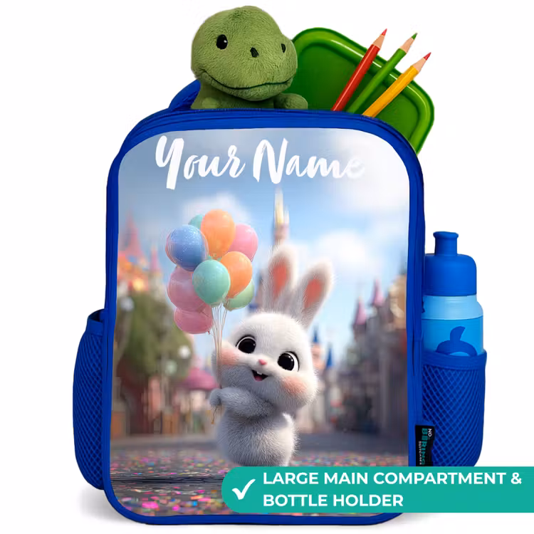 Kids backpack with name - Blue - rabbit - Balloons — 5