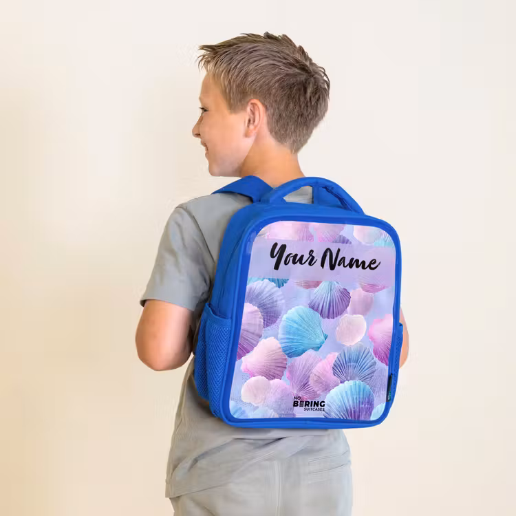 Kids backpack - Blue - Shells - Purple - Blue - Pattern — 2