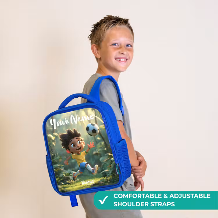 Kids backpack with name - Blue - Soccer - Boy - Forest — 4