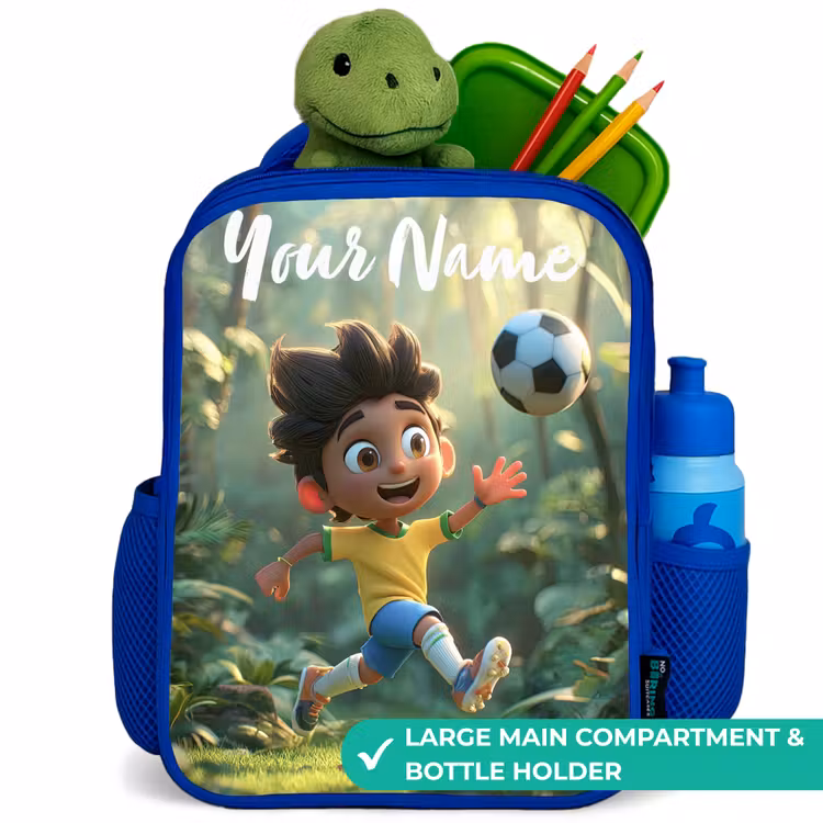 Kids backpack with name - Blue - Soccer - Boy - Forest — 5