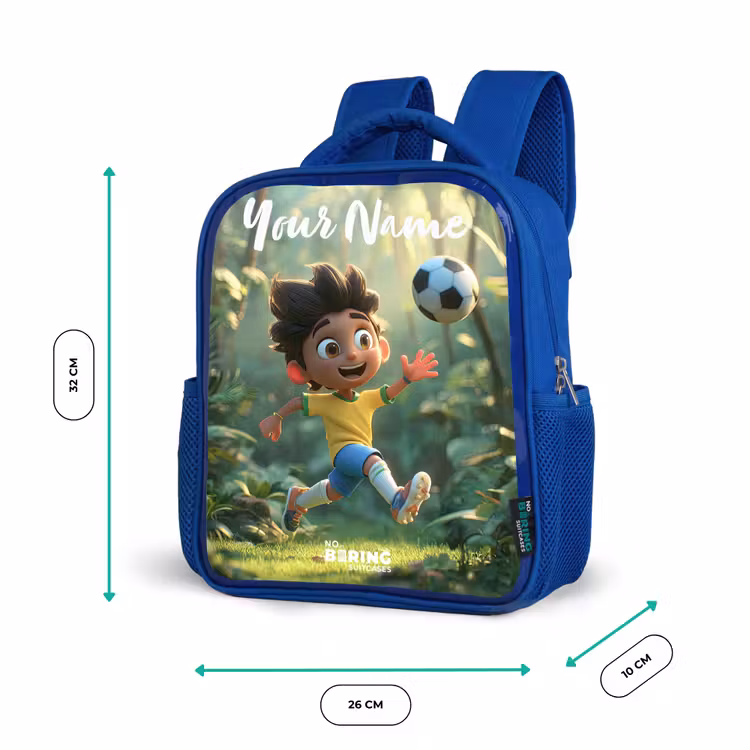 Kids backpack with name - Blue - Soccer - Boy - Forest — 6