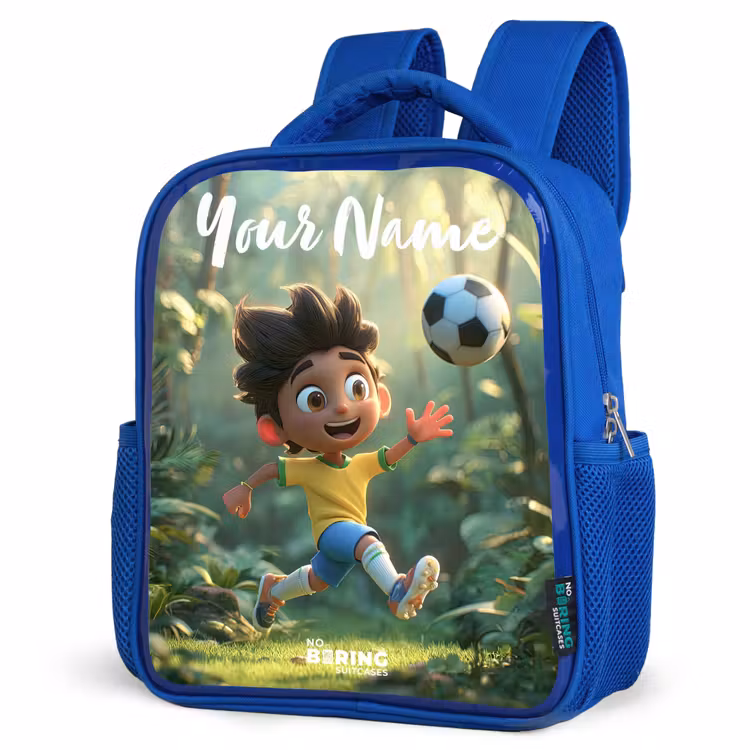 Kids backpack with name - Blue - Soccer - Boy - Forest — 7