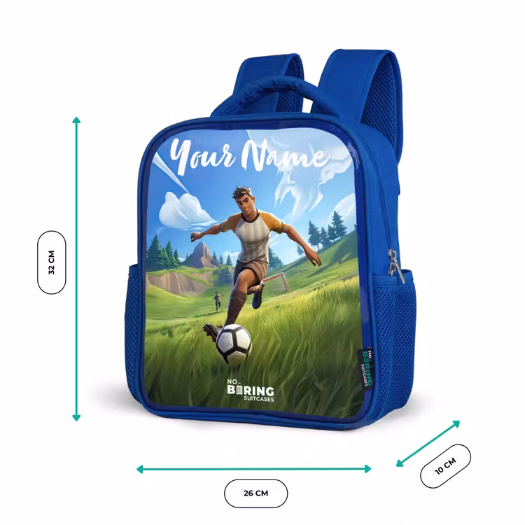 Kids backpack with name - Blue - Soccer - Boy - Goal - Soccer jersey — 6