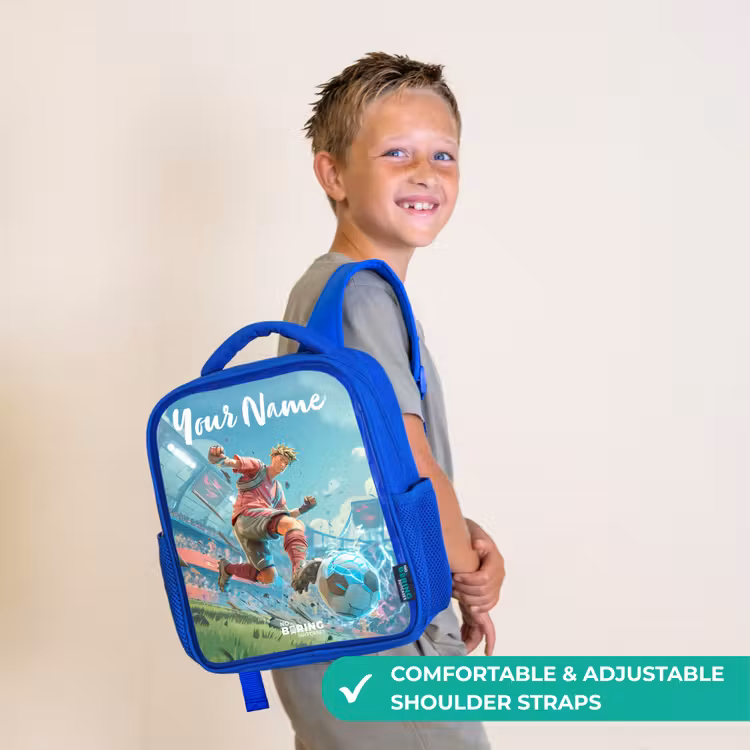 Kids backpack with name - Blue - Soccer - Boy - Stadium - Electric — 4