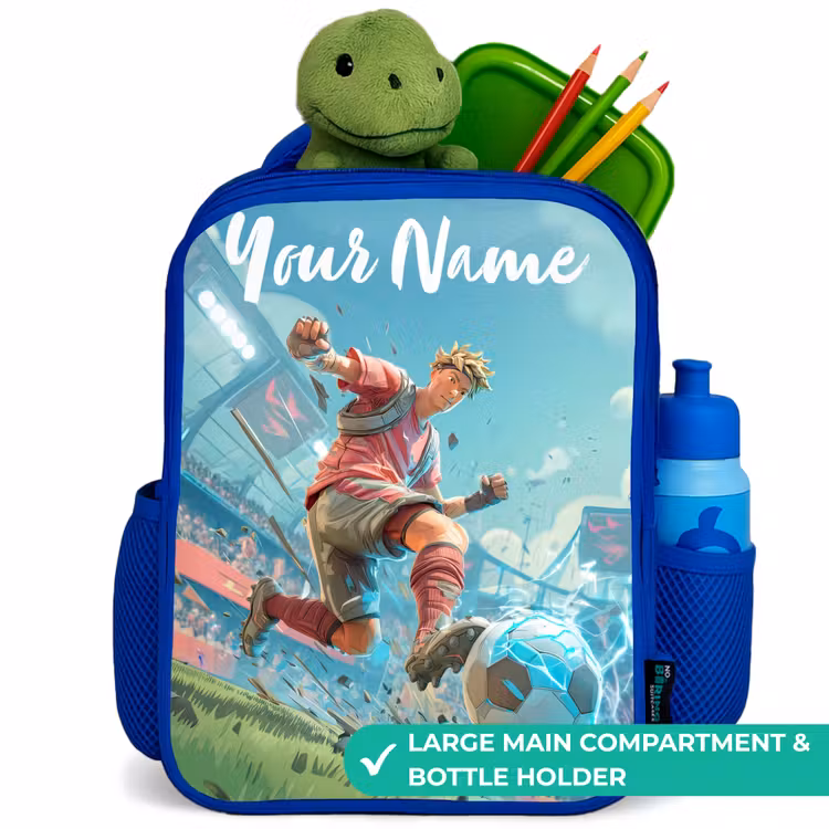 Kids backpack with name - Blue - Soccer - Boy - Stadium - Electric — 5