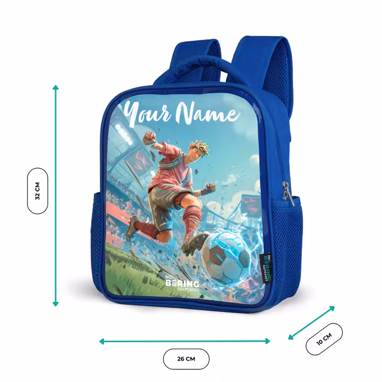 Kids backpack with name - Blue - Soccer - Boy - Stadium - Electric — 6